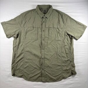REI Button Up Shirt Mens XXL Green Short Sleeve Hiking Technical 862961